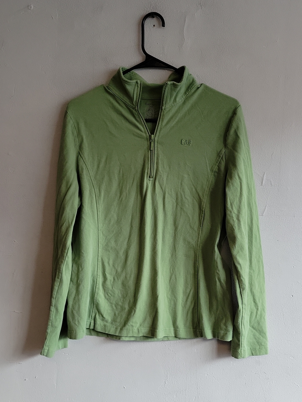 Women's large GAP Body green 1/4 zip pullover long sleeve shirt